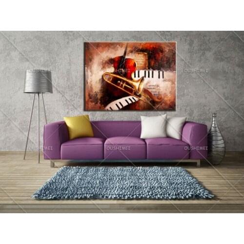 Sale musical instruments abstract oil painting hotel decorative wall art guitar oil painting christmas decorations home decor