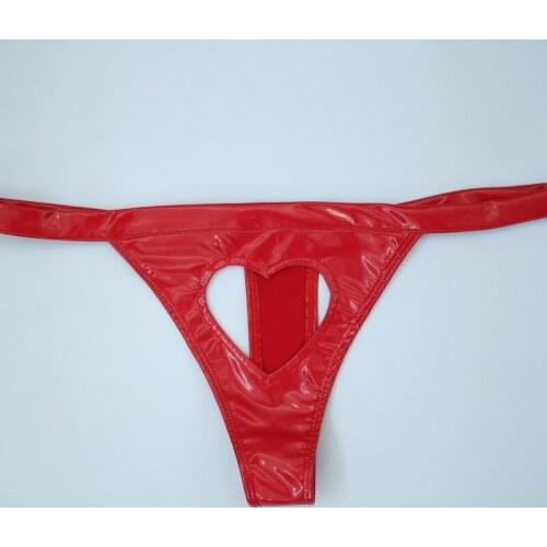 Wetlook PVC Latex Panties Tangas Sexy G String Sexy Femme Underwear Women Open Crotch Thong Chastity Lingerie Panties Sexy