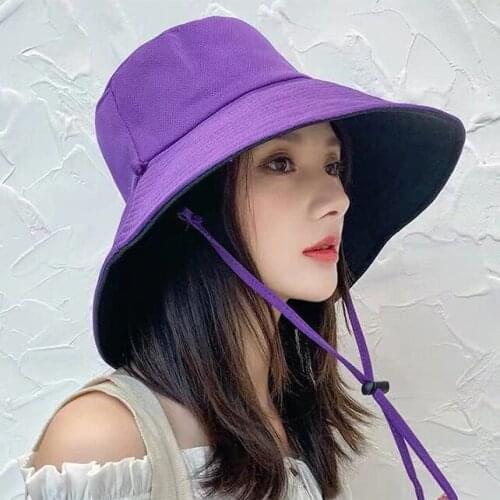 Womens Two-color Fisherman Hat Girl Fashion Sun Hat Big Brim Hat Sun Hat Summer Travel Fashion