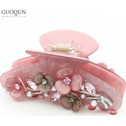 Large Retro Hair Clamp - Cellulose Acetate Hair Claw Clip - Big Hair Accessory for Women Lady Flower Hair Ornament Jewelry Prom