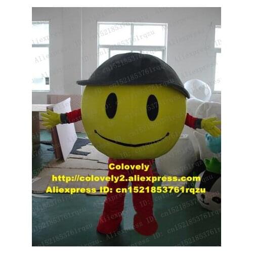 Yellow Squash Racket Ball Billiard Carom Table Tennis Ping-pong Ball Mascot Costume Adult Wear Black Hat Mouth Was Long zz4046