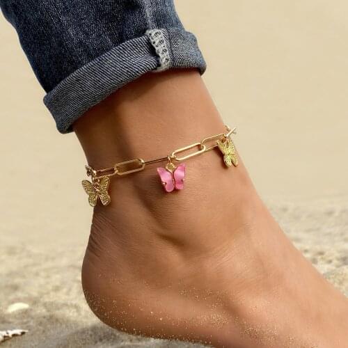 Vienkim Fashion Multilayer Cute Butterfly Anklets for Women Bohemian Simple Anklet Chain Ankle Bracelet on Leg 2021 Accessories