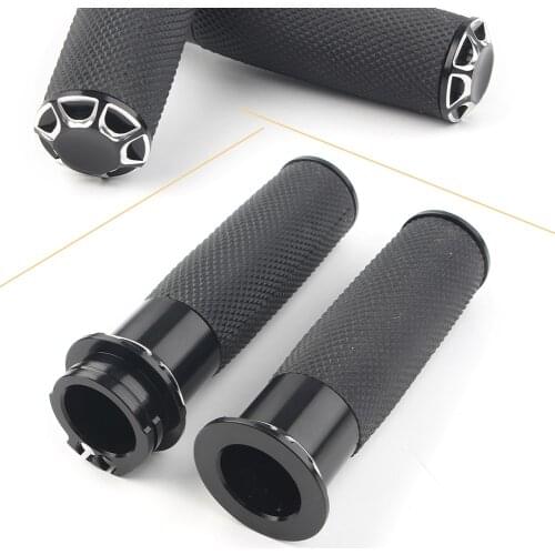 1Pair Motorbike Hand grips 1" Handle Bar 25mm For Harley Dyna Softail Touring Sportster XL883 XL1200 Black