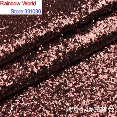 14# coffee Thick Shiny Vinilic Sequin PU Leather fabric with paillette for DIY wedding decotate KTV hotel Garment(100*138cm)