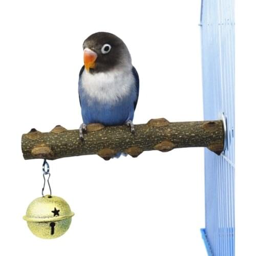 15/20 cm Natural Wood Bird Claw Beak Grinding Bar Standing Stick with Bell Parrot Station Rod Perch Stand Cage Accessories