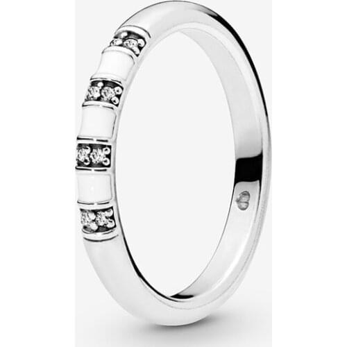 Classic Authentic 100% 925 Sterling Silver Women Rings Simple Round Rings White Stripe Rings for Women Jewelry Anniversary