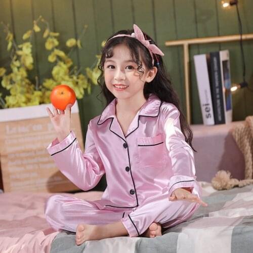 3 to 14 Ys Pink Princess Silk Summer Pajamas Pajama Pants Sets for Girls Kids New Design Homefit Textile Pocket Sleepwear Pyjama