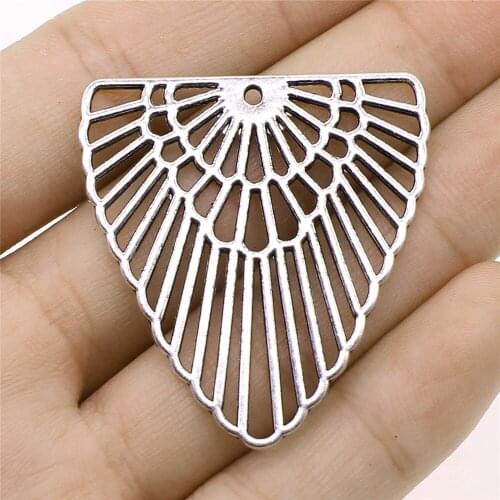 3pcs Charms Geometric Hollow Pendant For Earring Making 40x42mm Antique Silver Color Pendant Geometric Hollow Pendant