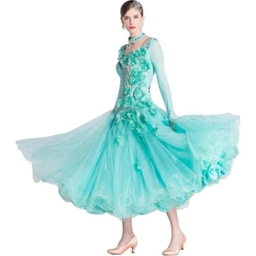 B-18250 Romantic fresh modern dance performance dress big swing womens national standard Waltz ballroom dance competition dress