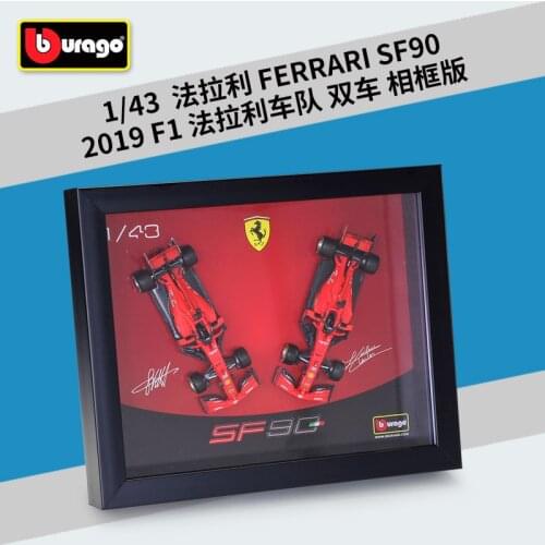 BBURAGO 1:43 F1 Formula Car 2019 SF90 W10 Simulation Alloy Model Double Car Set Photo Frame Office Decoration Limited Edition
