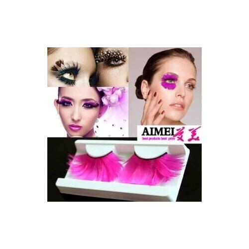 Free shipping new arrival charming sweet feather false eyelash turquoise ultra long feather party eyelases make up extension