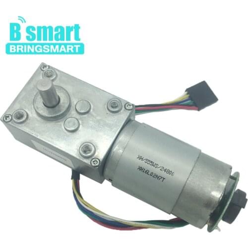 Bringsmart A58SW-555B Worm Geared Motor DC 12V Encoder Disk 24V DC Motor High Torque Reduction Self-Lock Gearbox for Toys DIY