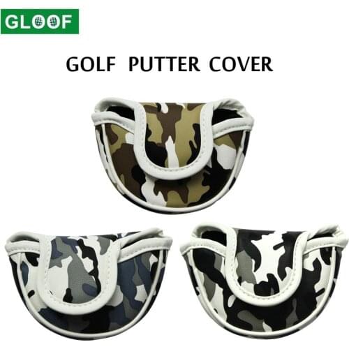 Camo Golf Small Mallet Putter Head Cover Magnetic Closure Camouflage Print Synthetic Leather Putters Club Headcover Protector