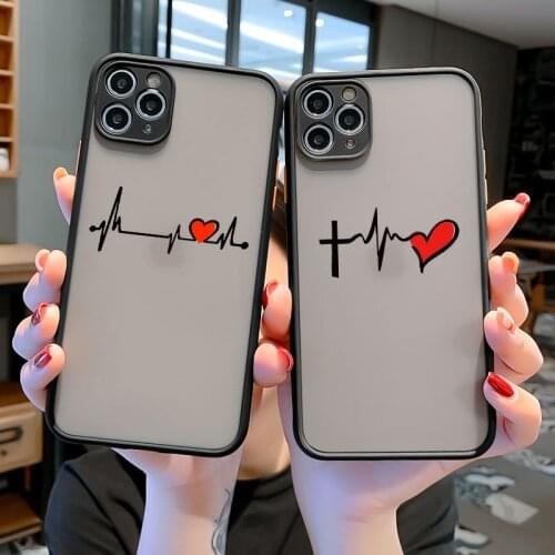 Electrocardiogram with love ECG Phone Case For iPhone 12 11 Pro Max 7 Plus 6S 7 8 Plus SE 2020 X Xs max Xr Cute Hard PC Cover