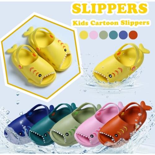 Kids Boys Girls Sandals Slippers Waterproof Cute Cartoon 3D Shark Non-Slip Slippers Shoes Toddlers Baby Summer Beach Sandals New