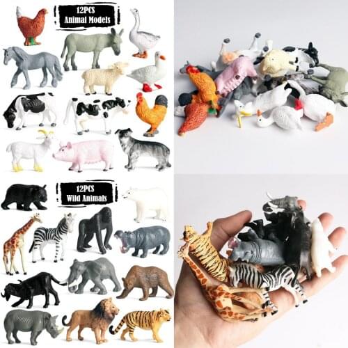 12Pcs Animal Action Figure Model Toys For Children DinosaurLion Tiger Whale Shark Cognize Educational Toys Collection Gifts