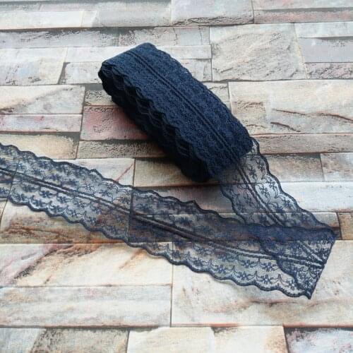 Beautiful Navy 10 Yards 45mm Width Net Embroidery Lace Bilateral DIY Jewelry, Clothing, Wedding, Sewing accessories