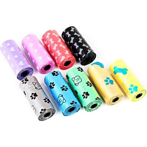 15pcs/Roll Pet Dog Poop Bags Dispenser Collector Scoop Holder Puppy Cat Pooper Scooper Bag Outdoor Clean Garbage Bag Pet Supply