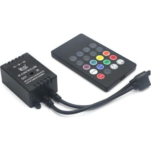 Mini DC12-24V 20 Keys Music IR Remote Controller for RGB 5050/3528/2835 LED Strip Light Black