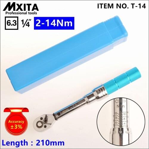 Mxita 1/4"DR. 2-14N.m Manual Torque Wrench Spanner Ratchet Wrench Suit For Repairing Bicycle Packed in Plastic Storage Box