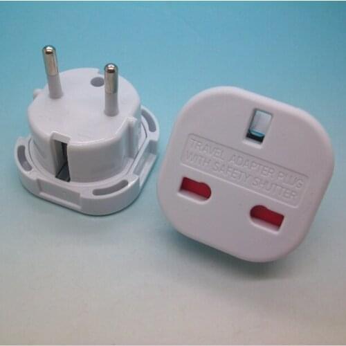 2 PiN Wall Plug Socket Black/White UK TO EU EUROPE EUROPEAN UNiVERSAL TRAVEL CHARGER ADAPTER PLUG CONVERTER