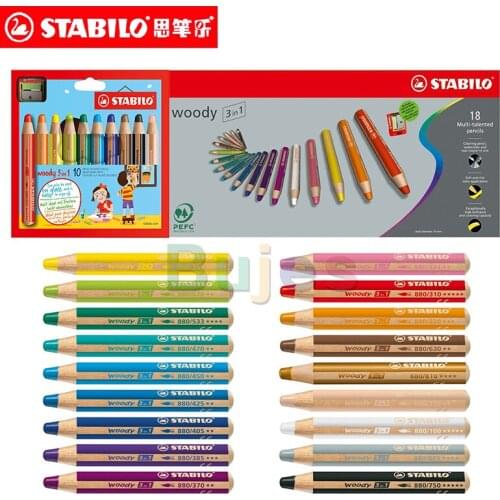 German STABILO Invincible Colour Crayon 886 Ultra Coarse Water Soluble Colour Pencil Set, 6 10 18 Color