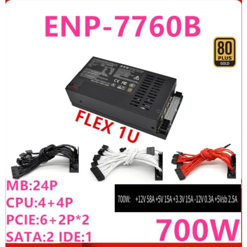 New PSU For Jizhimao 80plus Gold Flex itx Nas Small 1U Loli M41 A4M T34 K35 K39 K49 700W Power Supply ENP-7760B ENP-7660B
