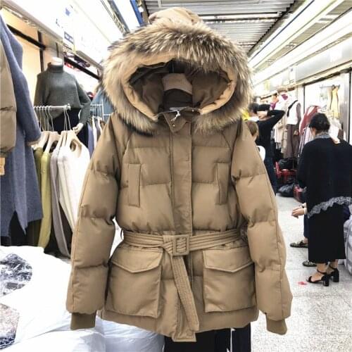 Korean Style 2021 Winter Fashion Women Hooded Loose Down Jacket Thick Warm Parka Casual Oversized Fur Coats