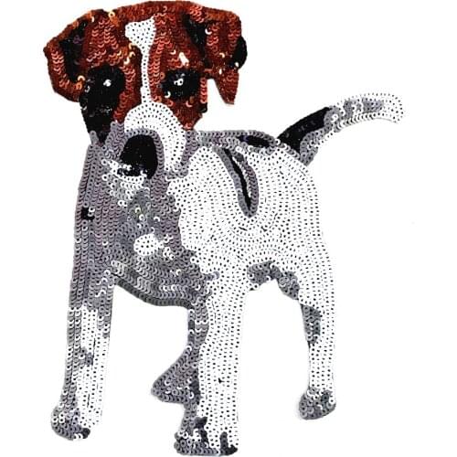 Dog Sequins Patches For T-shirt Sew On Embroidered Applique Patch Clothing Repair Decoration Acessories Motif Supplies