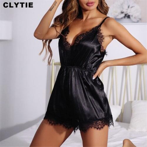 Clytie Sexy Homeside Lace Dress Women Black Color New Spring Hot Sale Ladies Streetwear Bodycon Female Home Dresses
