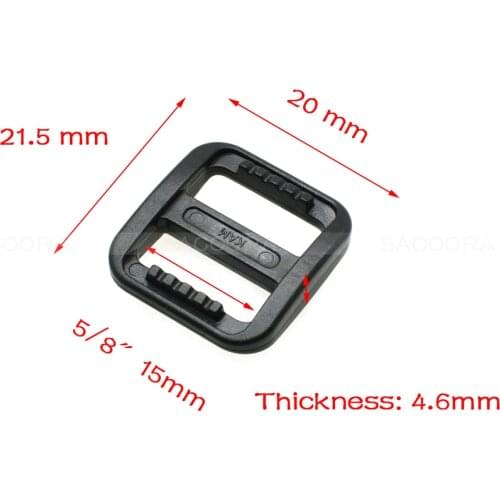 5/8" Plastic Slider Tri Glide Adjust Buckles For Dog Collar Harness Backpack Straps Webbing 15mm Black