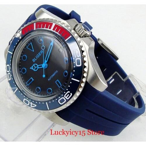 BLIGER Simple 40mm Self Winding Men Wristwatch Date Window MIYOTA Movement Rubber Strap