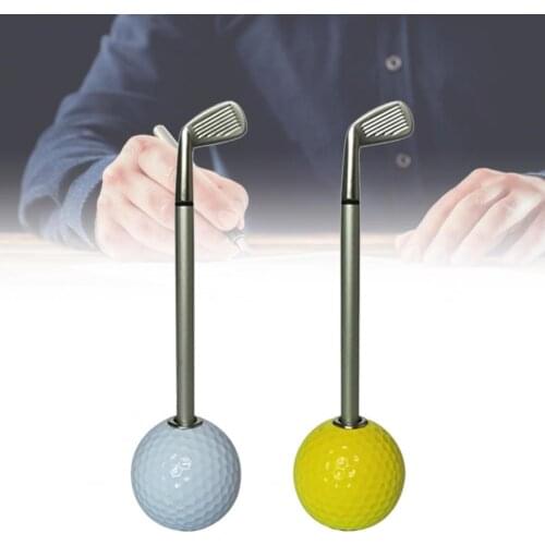 Golf Pen Vibrant Color Indeformable Golf Accessoires Desktop Ornaments Golf Ball Pen Holder with Clock for Home