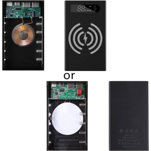 Detachable LCD Display DIY 5x18650 Battery Case Power Bank Wireless Charging Box E56B