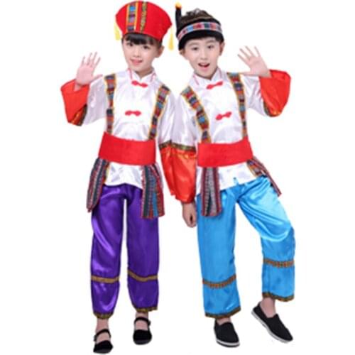 Ancient chinese traditional dance costume children dragon kids folk dance costumes modern Yangko Embroidery national for boys