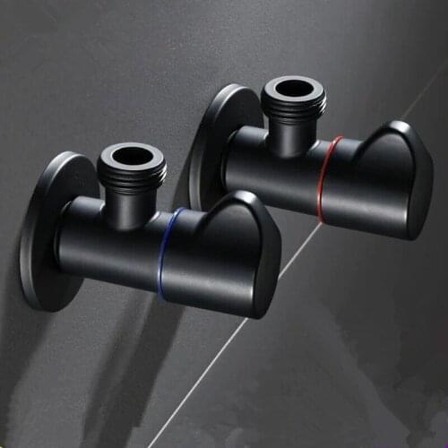Bathroom Angle Filling Valve Faucets Black Stainless Steel Kitchen Cold Hot Mixer Tap Accessories Standard G1/2 Threaded
