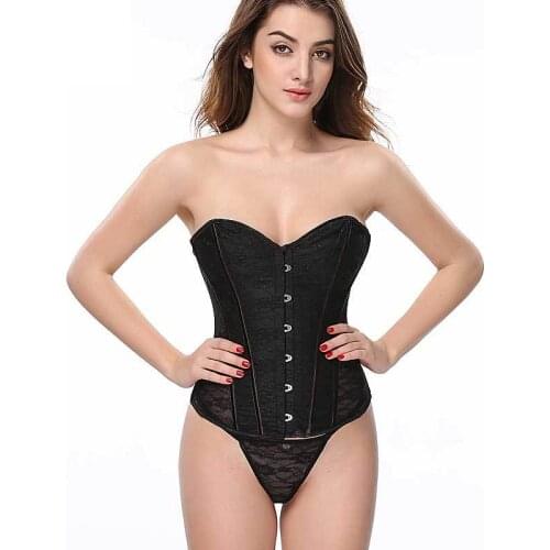Waist Trainer Slimming Body Corset Top Front Busk Closure Spiral Steel Boned Bustier Solid Shaper Lace Floral Overbust Corset