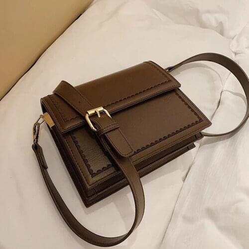 Vintage Square Crossbody bag 2021 Fashion New Quality PU Leather Womens Designer Handbag High capacity Shoulder Messenger Bag