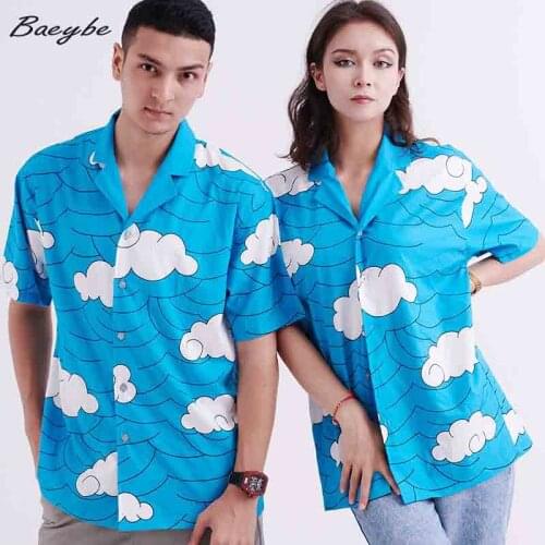 2021 Women Casual Blouses Summer Man Hawaiian Shirts Unisex Couple Plus Size Print Top Clothing Male Streetwear For Pool Party
