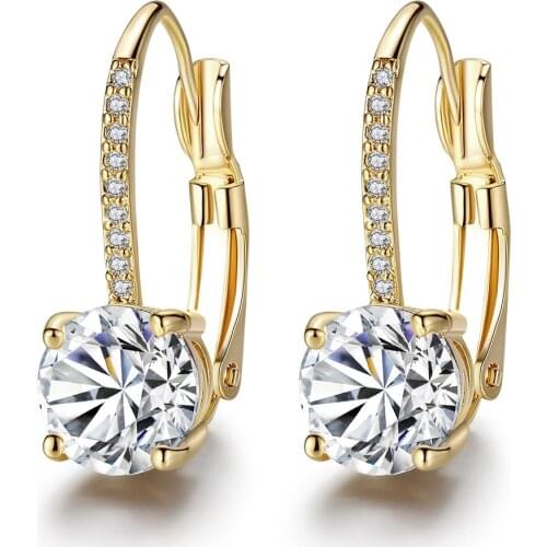 DEVYES Fine Women Jewelry High Quality Round Cubic Zirconia Pop Hook Earrings Simple Fashion Ladies Earrings