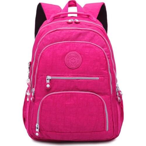 BU STORE Female Soft Nylon Backpacks Students Fuzzy Ball Pendant Shoulder Schoolbags Women Fashion Small Travel Bag BackPack