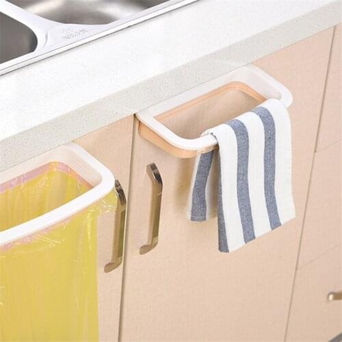 1Pcs Kitchen Gadgets Cabinet Door Garbage Bag Shelf Kitchen Tools Rack Hanging Storage Trash Rack Kitchen Accessories
