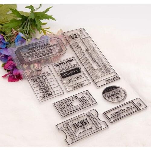 1Pc Vintage Tickets Postmarks Clear Stamps Silicone Making For DIY Scrapbooking Stamp Card Photo New Stamp Seal Album Decor J8L5