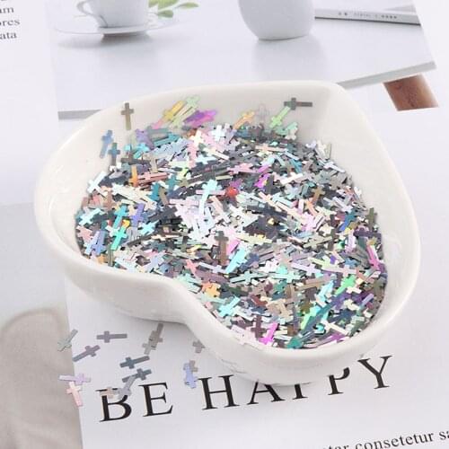 10g Ultrathin 3*6mm Latin Cross shape Sequins Nail Glitter Paillettes Laser Silver Eo-Friendly PET Sequin Nails art Material