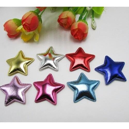 10PCS PU Leather Star Ball Padded Appliques For Clothes DIY Baby Hair Clip Headwear Decor Ornament Accessories