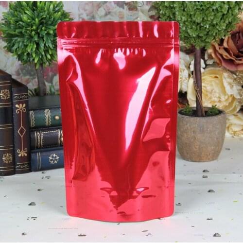 100PCS/Lot 16*26cm red Zipper Aluminum Foil Resealable Valve Package Pouches Grocery Coffee Powder Nuts Pack Bags