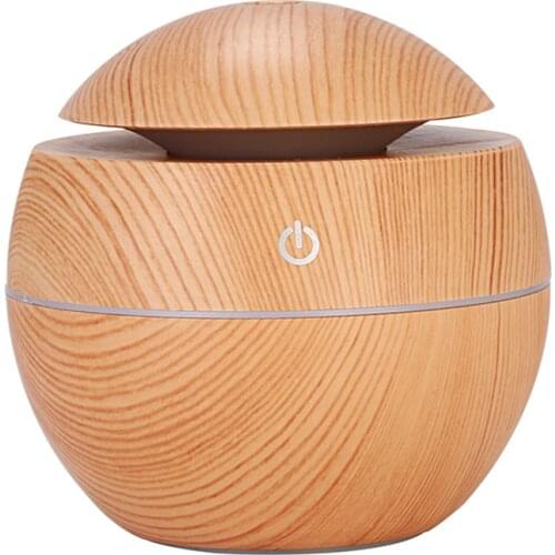 130ML mini mushroom humidifier air humidifier USB aroma diffuser wood grain electric essential oil diffuser with colorful lights
