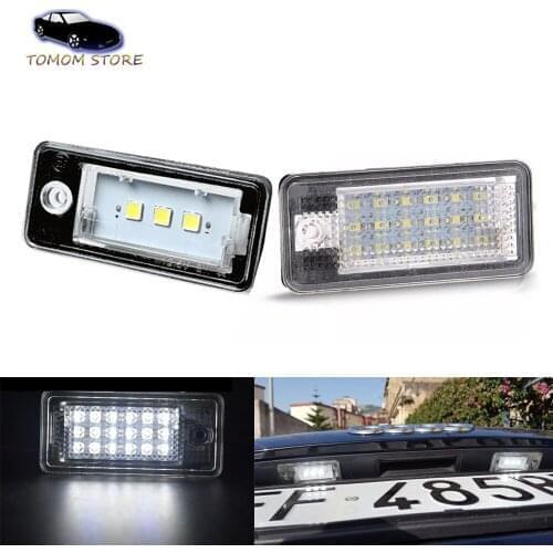 2Pcs Free Error LED Rear Number License Plate Lamp For Audi Q7 A8 S8 A6 C6 A5 Cabriolet RS4 B6 B7 A4 A3 Auto Accessories