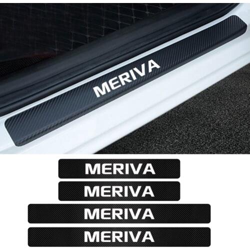 For Opel Meriva 4PCS Carbon Fiber Car Door Sill Protector Decor Stickers Decals Car Door Threshold Guards Auto Accessories