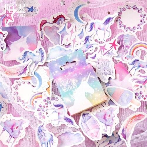 46 Pcs/Lot Fantasy Starry Unicorn Paper Sticker Decorative Diary Scrapbook Planner Stickers Kawaii Stationery School Supplies